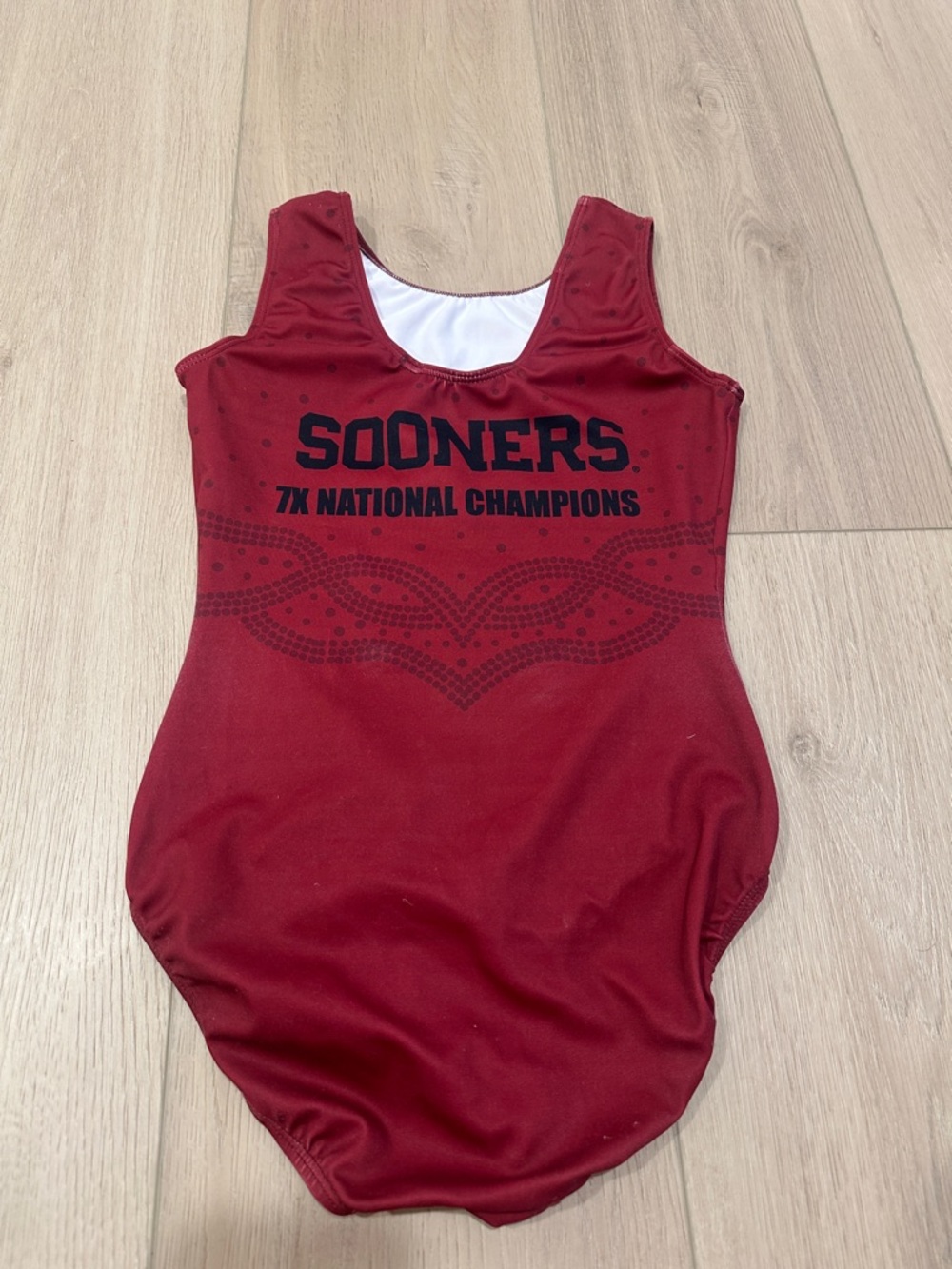 GK Oklahoma Sooners Leotard 7x National Champions Leo OU Adult Medium AM